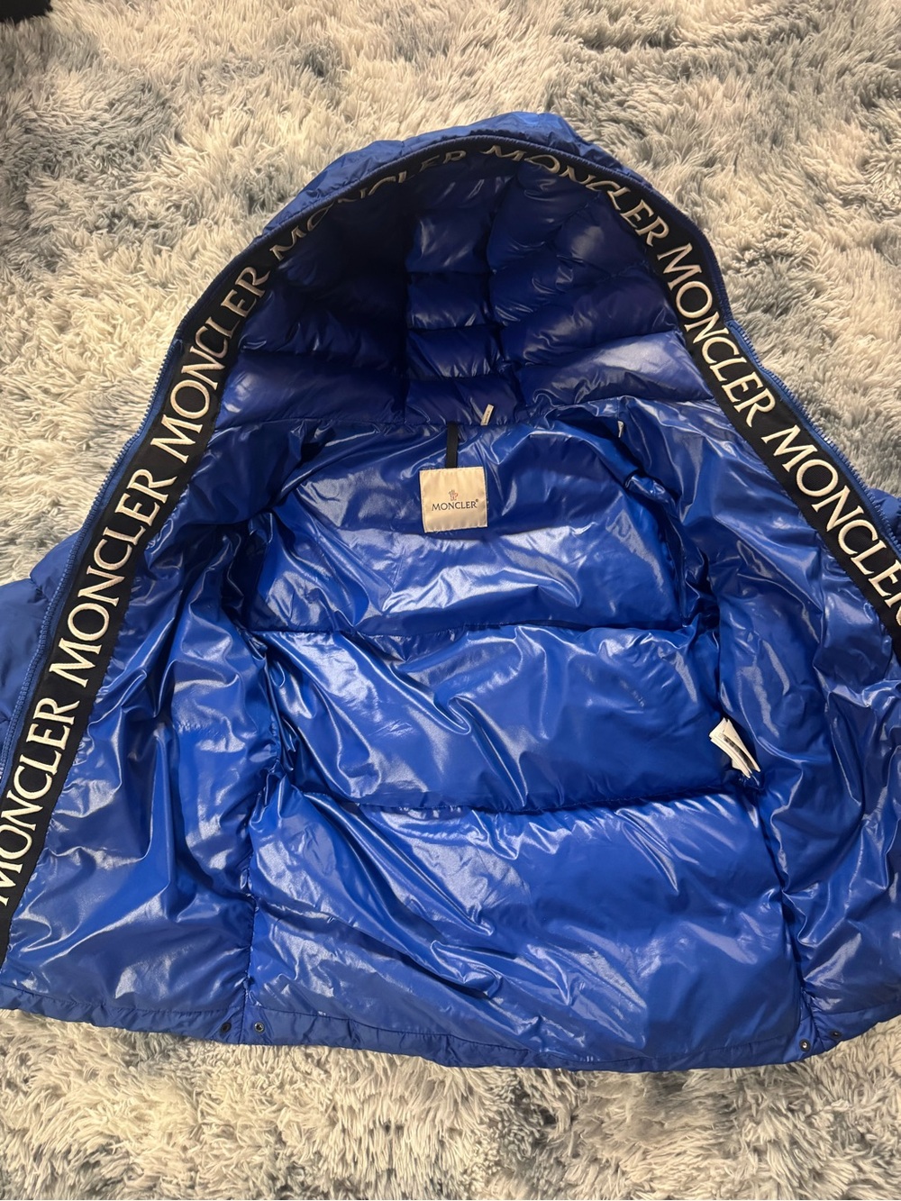 Moncler Men's Blue Puffer Jacket with Logo Trim
